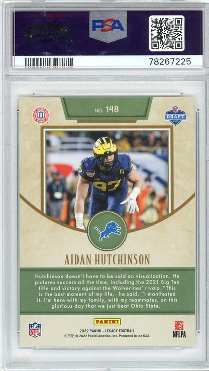 Graded 2022 Panini Legacy Aidan Hutchinson #148 Rookie RC Football Card PSA 10 Gem Mint
