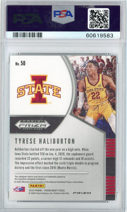 Graded 2020 Panini Prizm DP Tyrese Haliburton #50 Silver Prizm Rookie RC Basketball Card PSA 10 Gem Mint