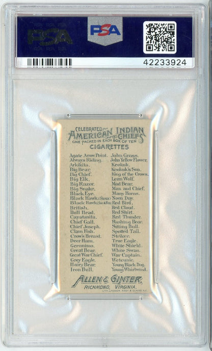 Graded 1888 Allen & Ginter American Indian Chiefs N2 Geronimo Baseball Tobacco Card PSA 5 Excellent