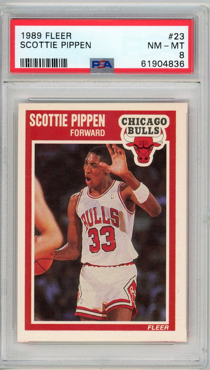 Graded 1989 Fleer Scottie Pippen #23 2nd Year Basketball Card PSA 8 NM-MT