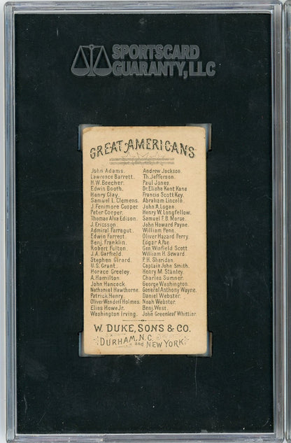 Graded 1888 N76 W. Duke, Sons & Co. Great Americans #BW Benjamin West Baseball Tobacco Card SGC 4