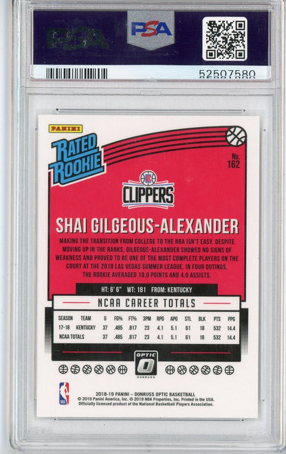 Graded 2018 Panini Donruss Optic Shai Gilgeous-Alexander #162 Rookie RC Basketball Card PSA 10 Gem Mint