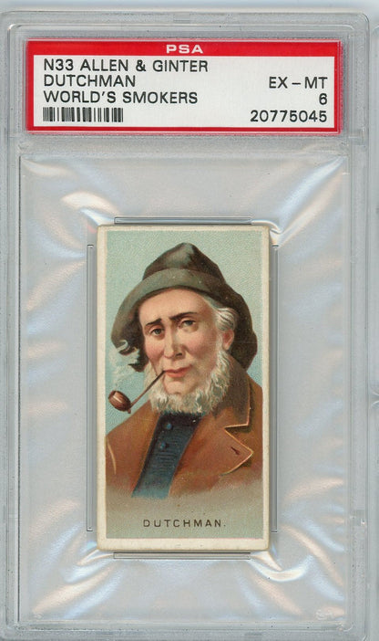 Graded 1888 Allen & Ginter World's Smokers N33 Dutchman Baseball Tobacco Card PSA 6