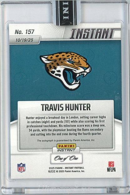 2025 Panini Instant Travis Hunter #157 Magma Auto 1/1 Jacksonville Jaguars Rookie RC Football Card