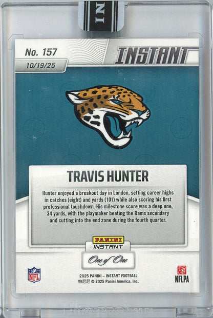 2025 Panini Instant Travis Hunter #157 Magma 1/1 Jacksonville Jaguars Rookie RC Football Card