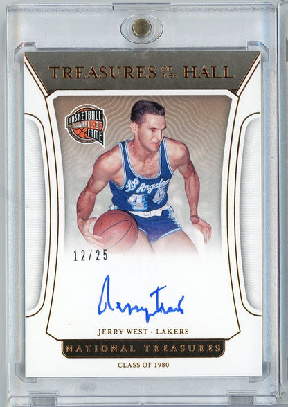 2021 Panini National Treasures Jerry West #TOHJWS /25 Treasures of the Hall Auto Basketball Card