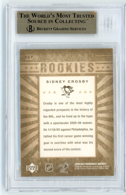 Graded 2005 Upper Deck Parkhurst Sidney Crosby #657 Rookie RC Hockey Card BGS 9.5 Gem Mint