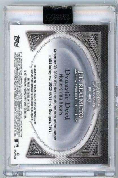 2023 Topps Dynasty JT J.T. Realmuto #DAPJRE1 10/10 Dynastic Deed Relic Auto Baseball Card