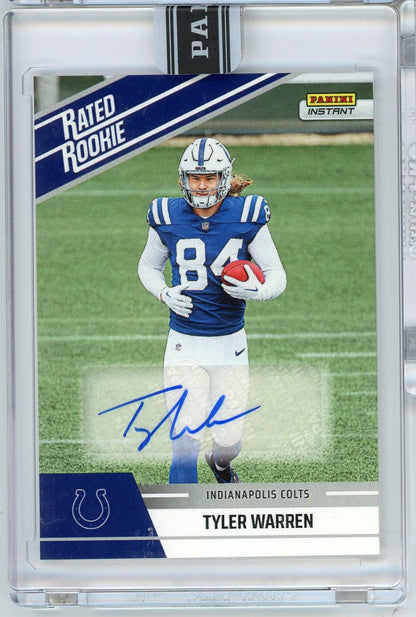 2025 Panini Instant NFL Tyler Warren #31 Rated Retro Rookie Auto /99 Indianapolis Colts Rookie RC Football Card