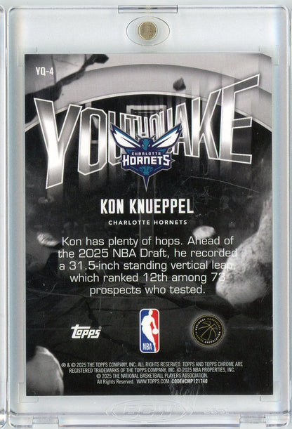 2025 Topps Chrome Kon Knueppel #YQ4 Youthquake Green Foil /99 Rookie RC Basketball Card