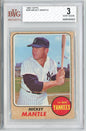 Graded 1968 Topps Mickey Mantle #280 Baseball Card BGS 3 Very Good