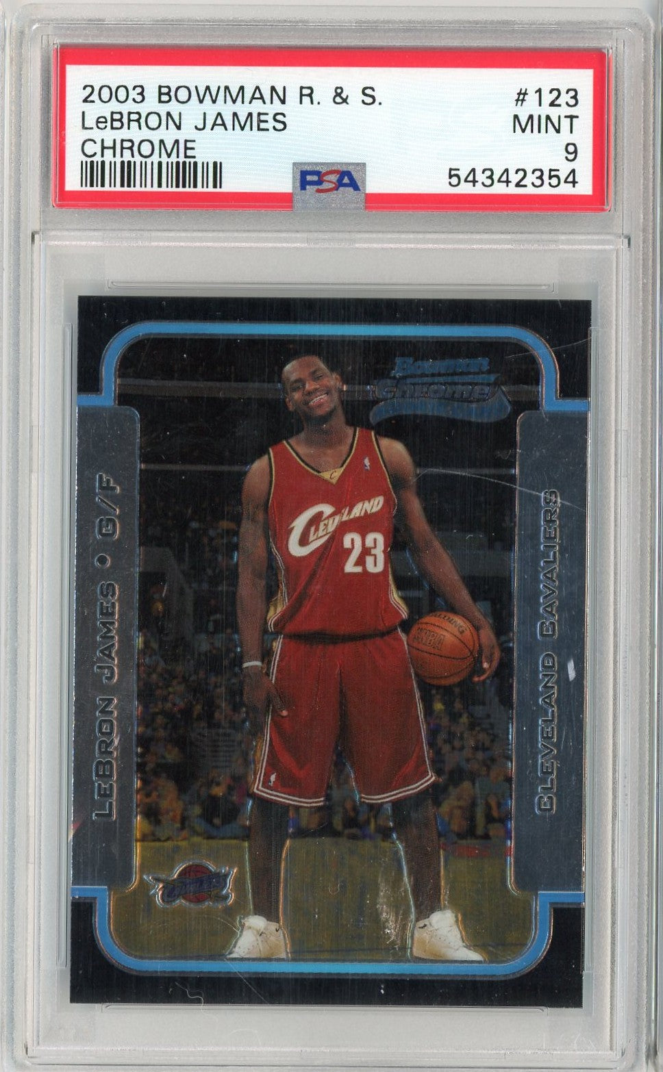 Graded 2003 Bowman Chrome Rookies & Stars LeBron James #123 Rookie RC Basketball Card PSA 9 Mint