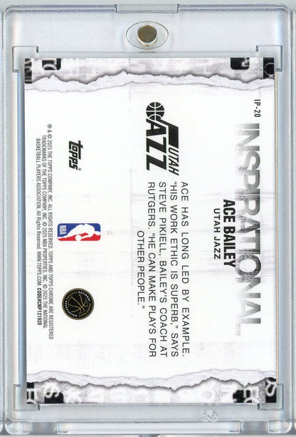 2025 Topps Chrome Ace Bailey #IP20 Inspirational Orange Foil /25 Utah Jazz Rookie RC Basketball Card