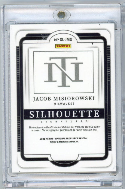 2025 Panini National Treasures Jacob Misiorowski #SLJMS /49 Silhouette Signatures Milwaukee Brewers Rookie RC Baseball Card