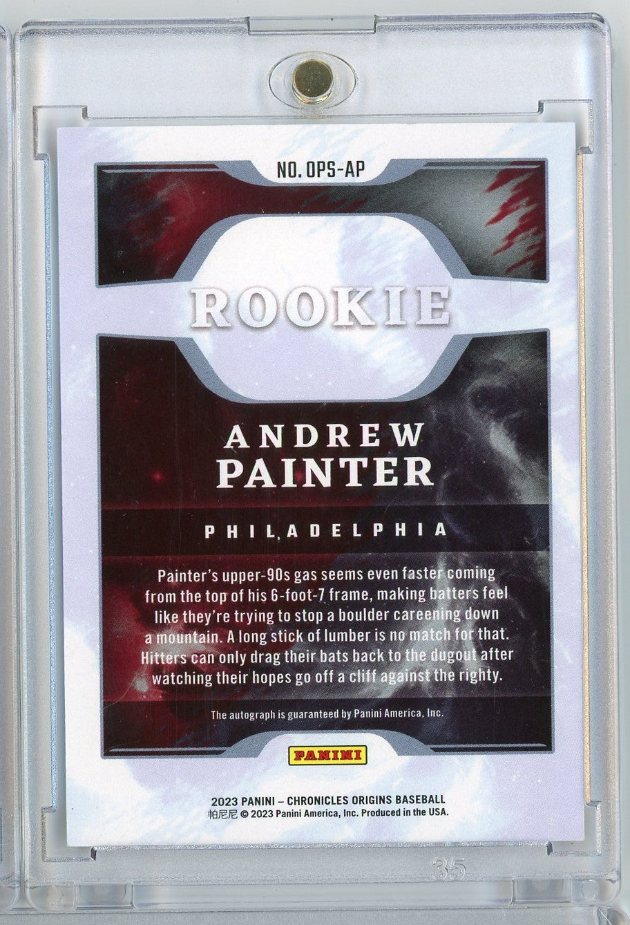2023 Panini Chronicles Origins Andrew Painter #OPSAP 199/199 Autograph Rookie RC Baseball Card