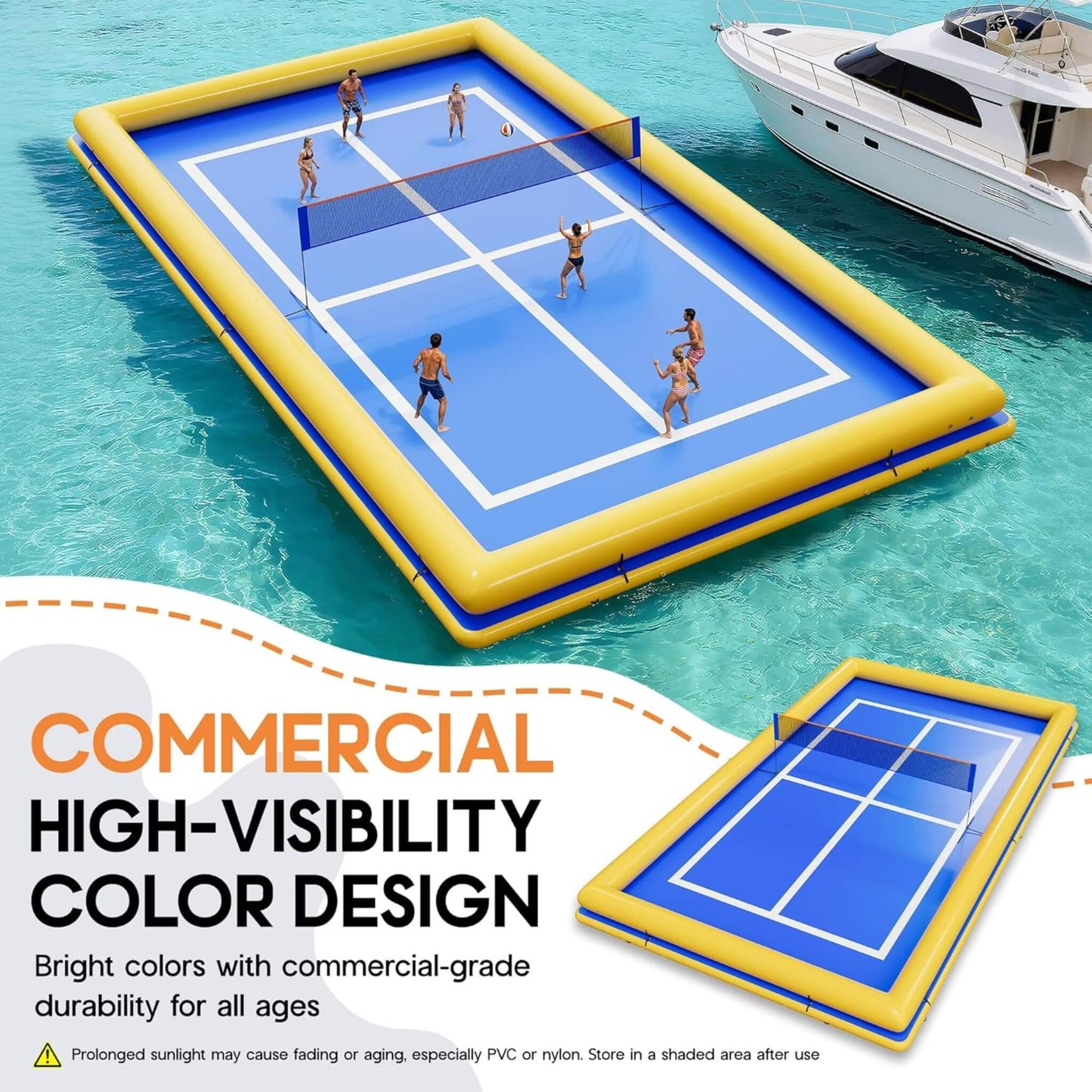 [26X46FT] Inflatable Commercial Floating Pickleball And Volleyball Court With Net (SAK39071)