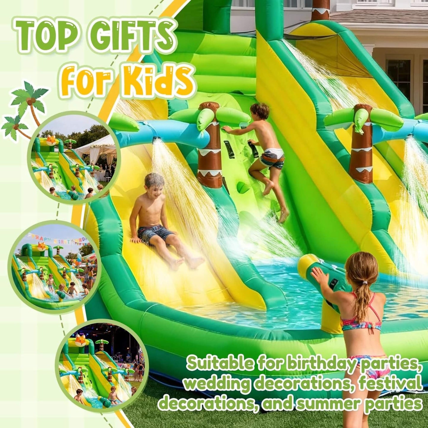 Inflatable Water Slide Park With Pool And Climbing Wall (SAK90736)