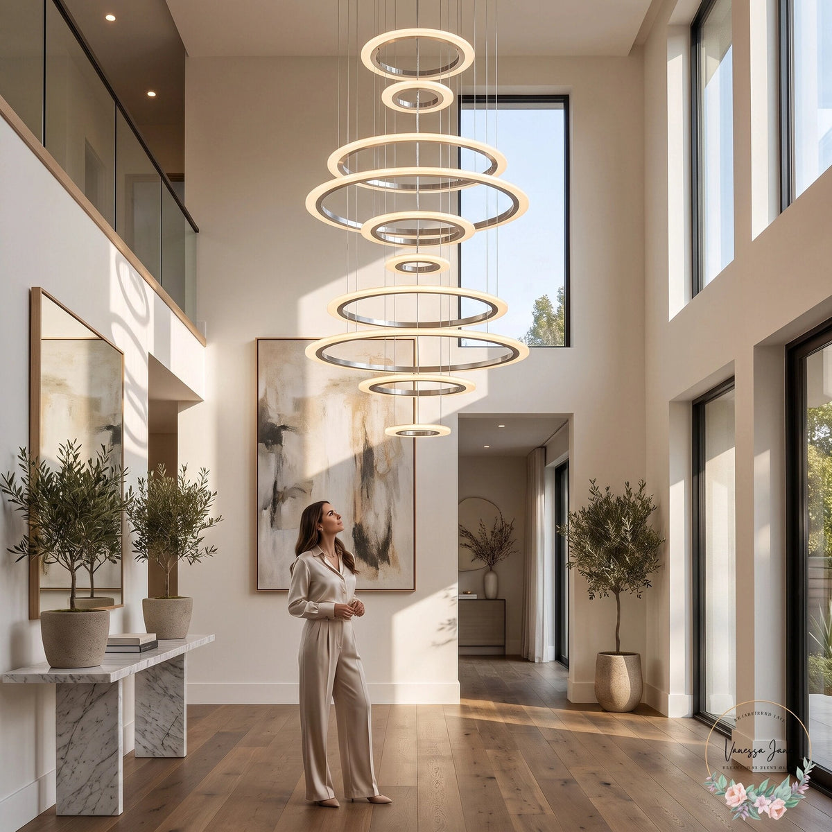 ET2 Saturn II Led 10Light Multi-Light Pendant Matte Silver Finish Matte White
