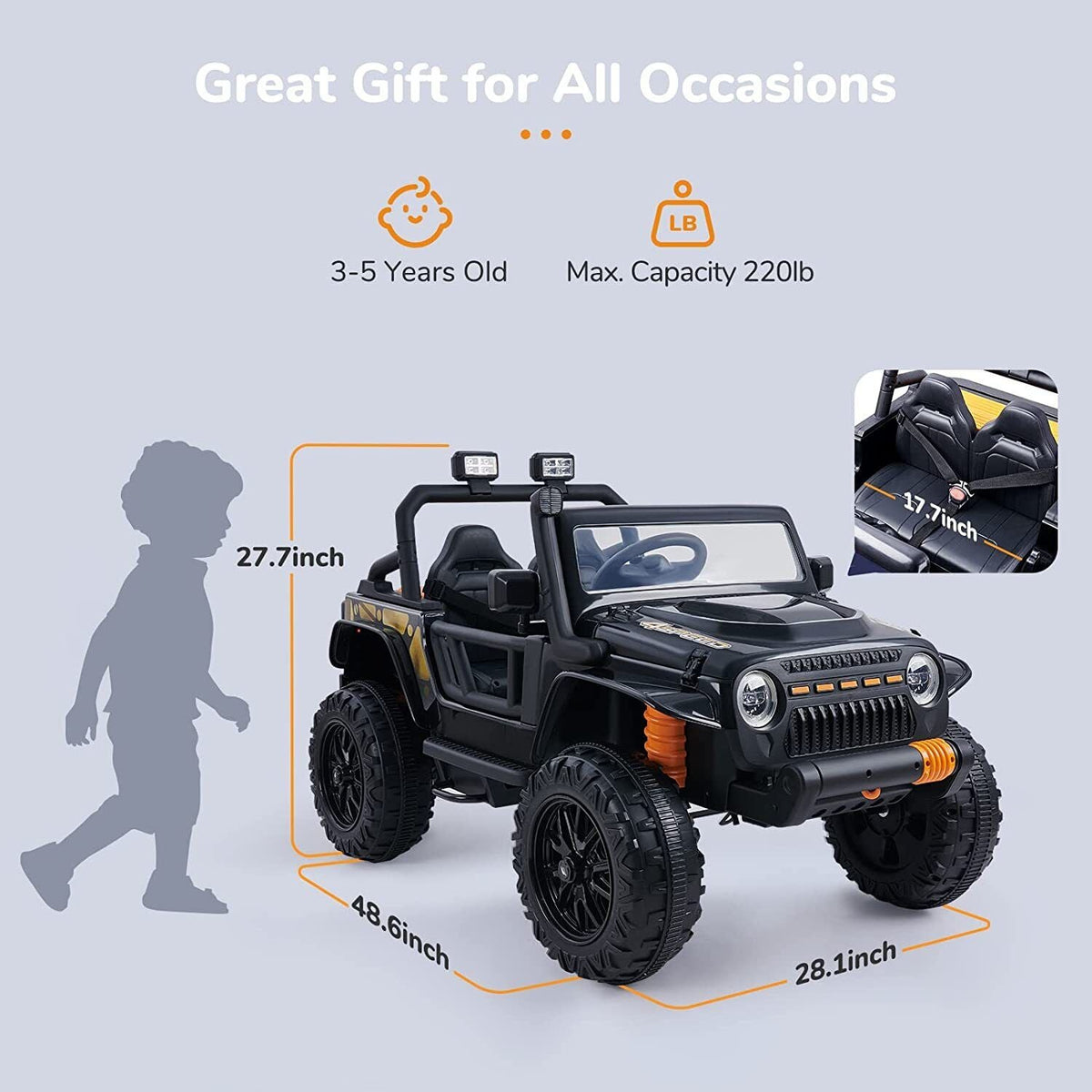 Electric Parent-child Ride On Truck with Remote Control - Perfect Xmas Gift for Kids (12V)