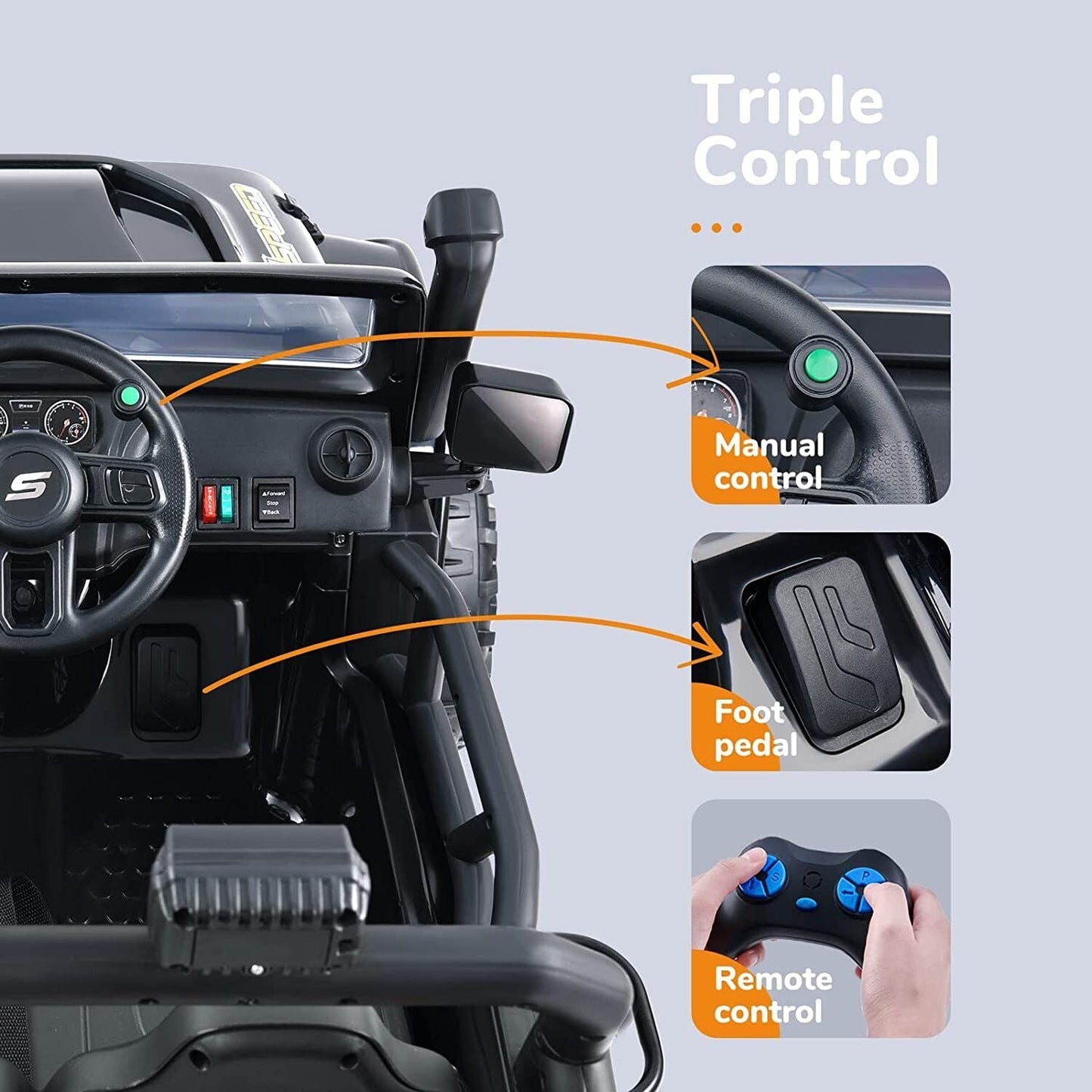Electric Ride-On Car for Kids with Parental Remote Control, LED Lights, and MP3 Player - 12V