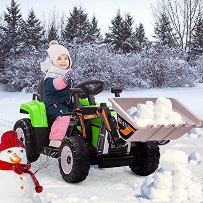 Interactive 12V Kids Excavator Digger Construction Truck Toy with Working Bucket - Perfect Gift for Little Builders