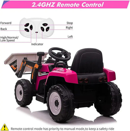 Interactive 12V Kids Excavator Digger Construction Truck Toy with Working Bucket - Perfect Gift for Little Builders