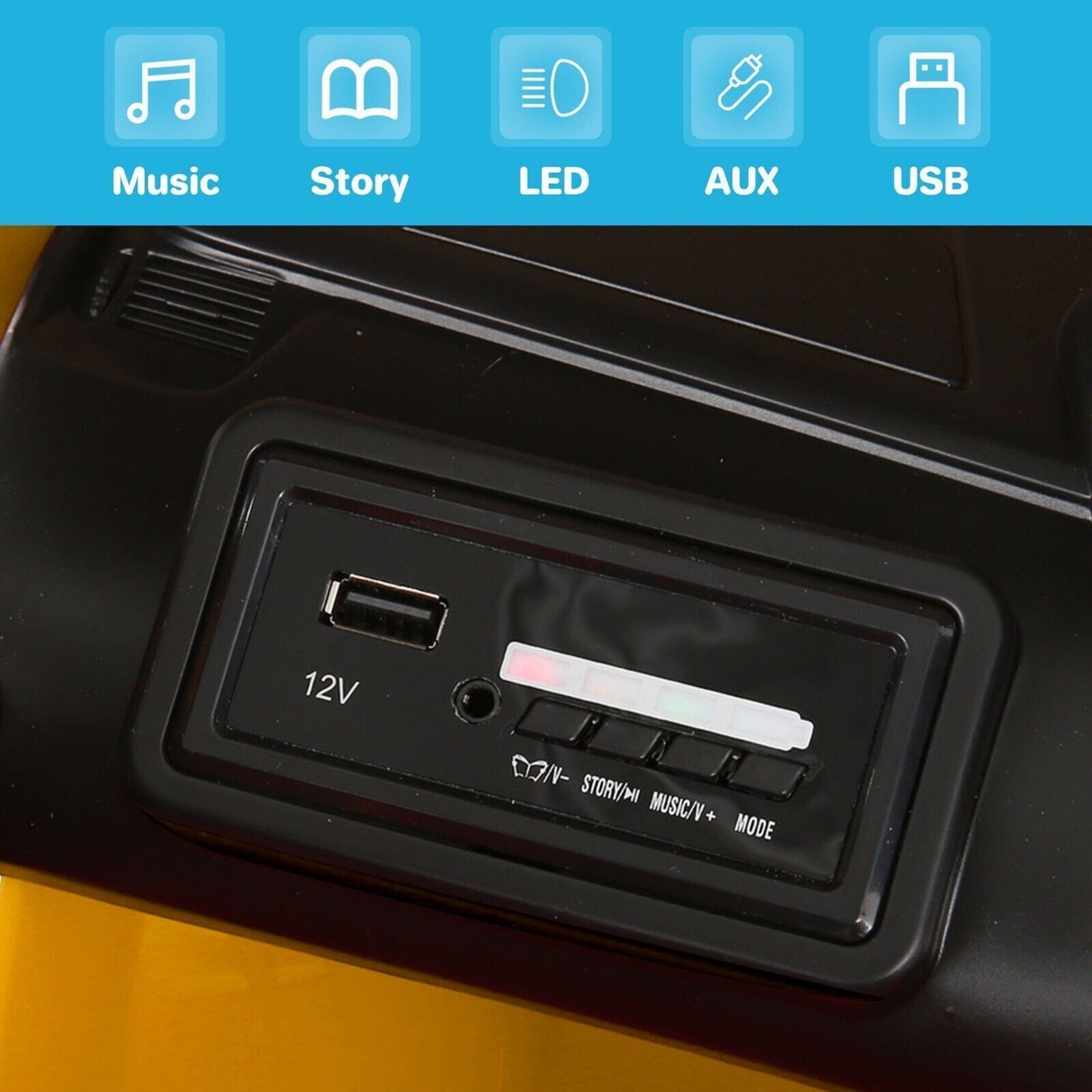 Electric Ride-On Car for Kids with Remote Control, Lights, Music, and Openable Doors