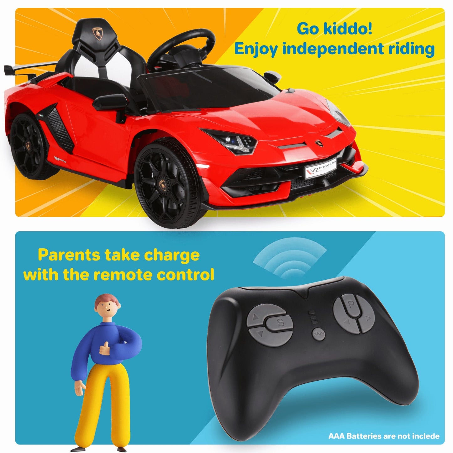 Electric Ride-On Car for Kids with Remote Control, Lights, Music, and Openable Doors