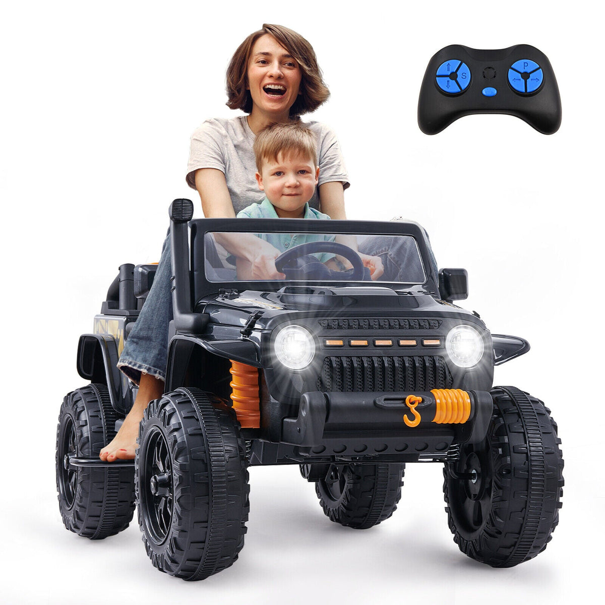 Interactive 24V Ride-On Car with Lights, Music, and Remote Control for Kids and Adults