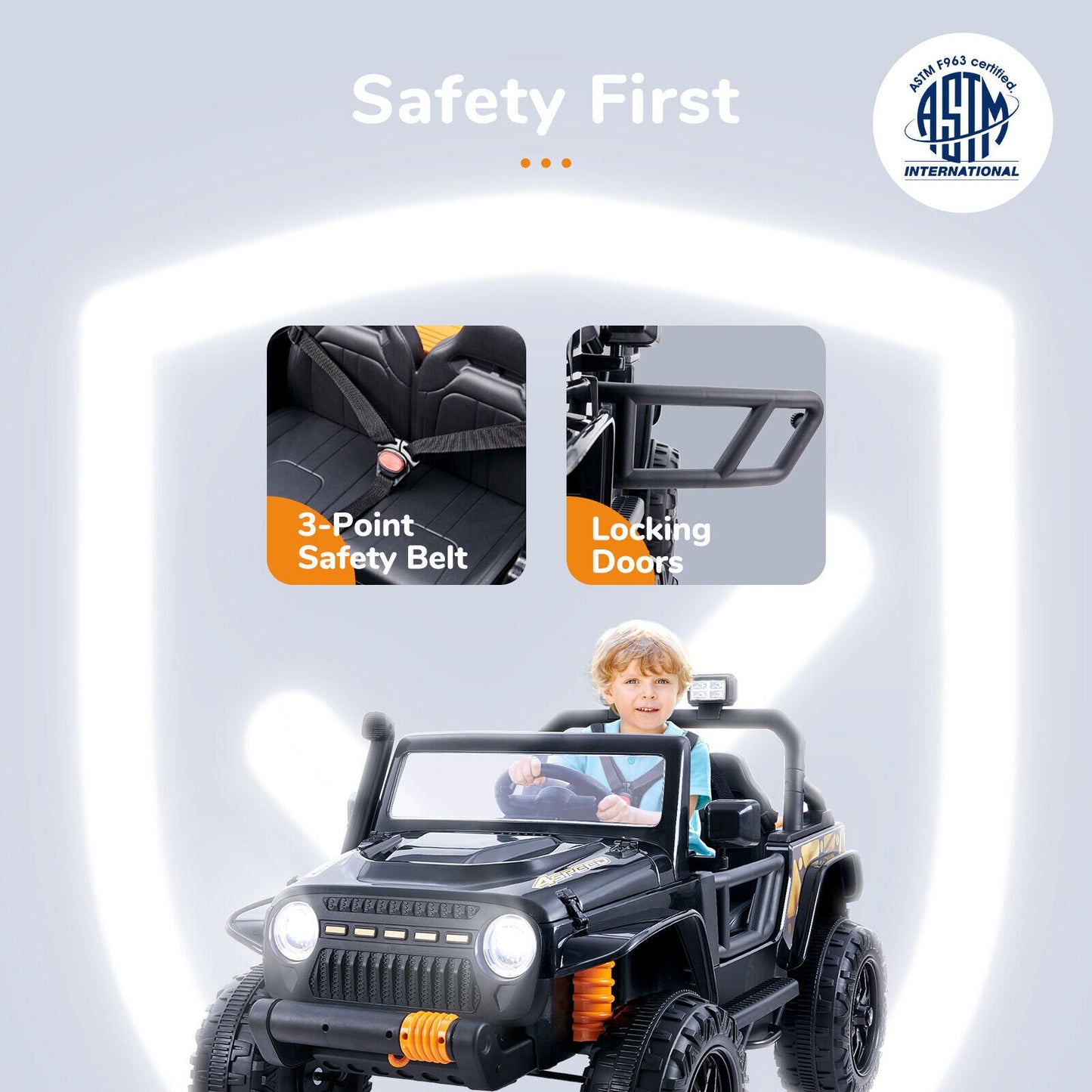 Interactive 12V Ride-On Truck for Kids with Remote Control, LED Lights, and Music
