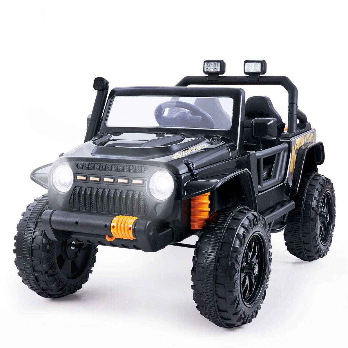 Interactive 12V Ride-On Truck for Kids with Remote Control, LED Lights, and Music