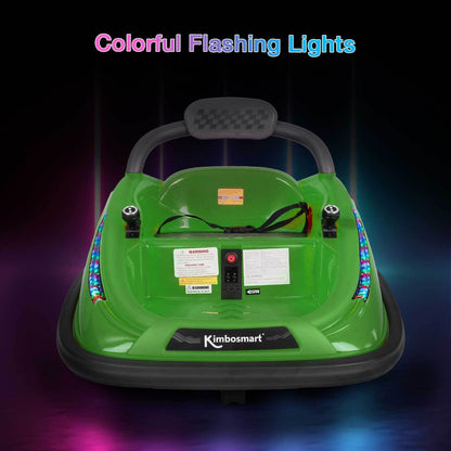 Interactive 6V Bumper Car for Kids with Remote Control, Flashing Lights, Music, and Customizable Stickers