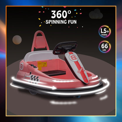 Interactive 6V Electric Bumper Car for Kids with Lights, Music, Horn, and Safety Belts