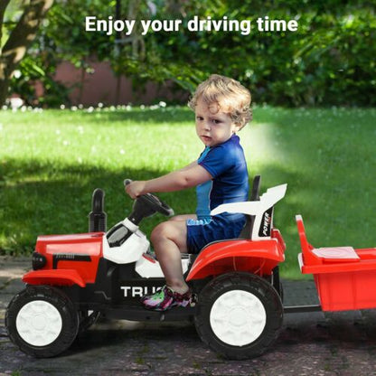 Fun and Functional Children's Electric Tractor Scooter with Detachable Trailer - Perfect for Playtime!