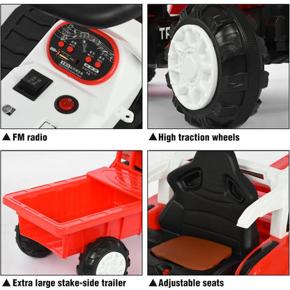 Interactive Electric Tractor Set with Detachable Cars for Toddlers 1-3 Years