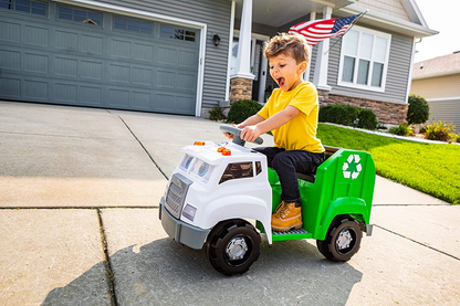 Interactive Toddler Recycling Truck: 6V Battery Ride-On Toy for Kids
