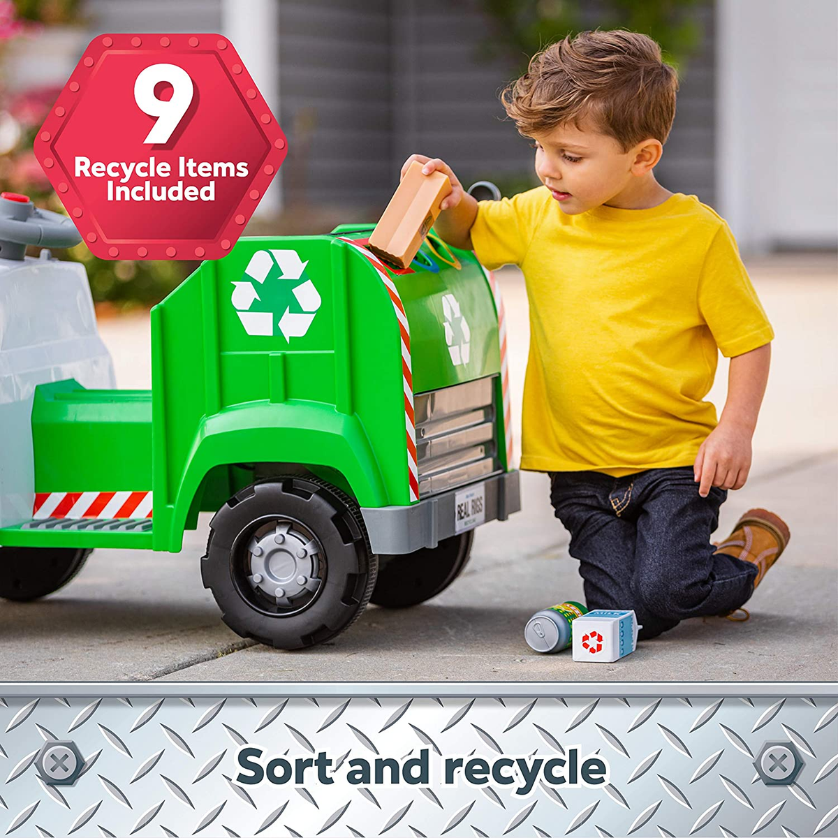 Interactive Toddler Recycling Truck Ride-On Toy by Kid Trax - Perfect for Kids Ages 1 and Up!