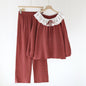Ivy Red Floral Ruffled Pajama Set / Dress