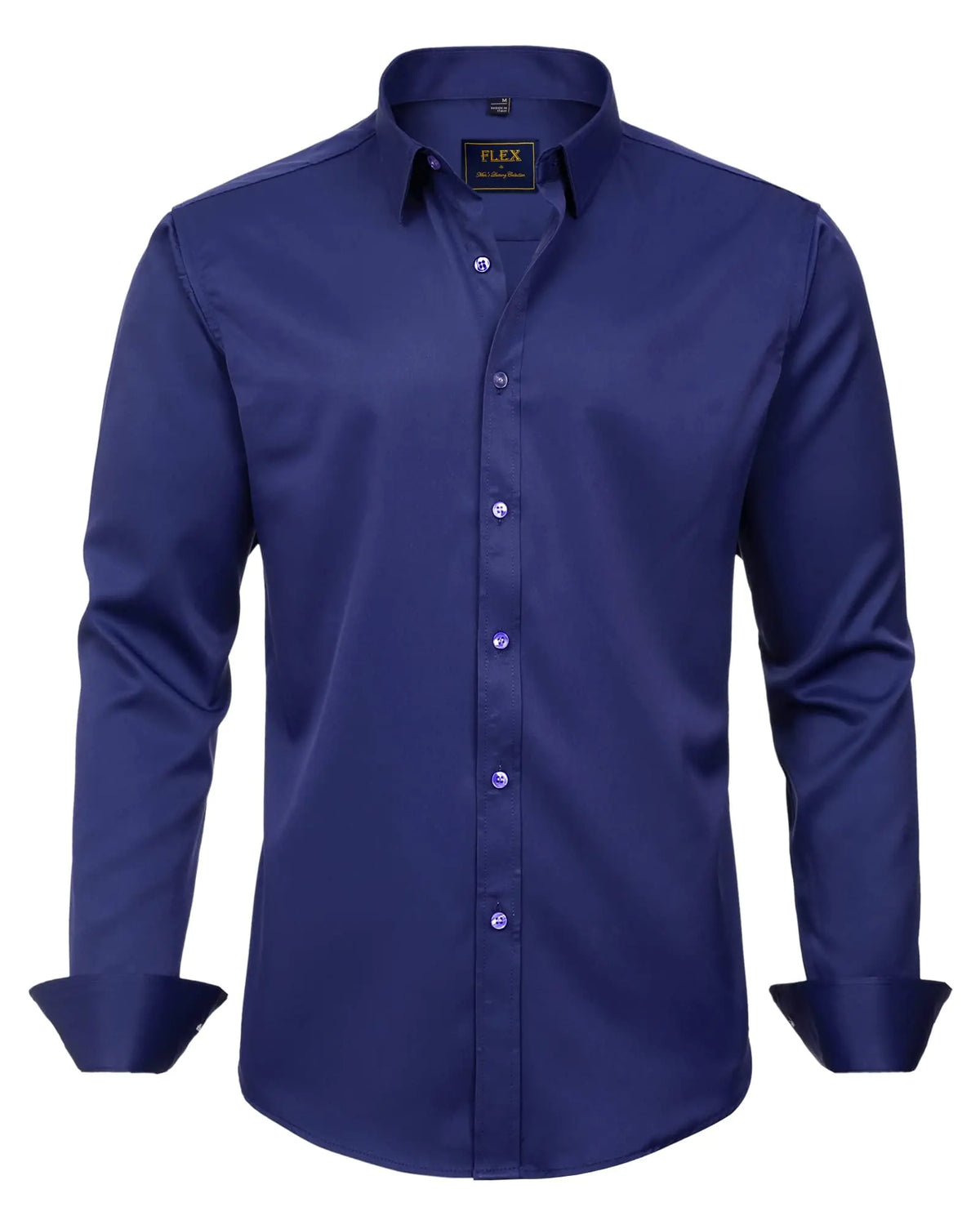 J.VER Boy's Long Sleeve Dress Shirts Solid Stretch Wrinkle-Free Shirt Kids Casual Button Down Shirts Navy Blue 6 Years - # BOAA12510006