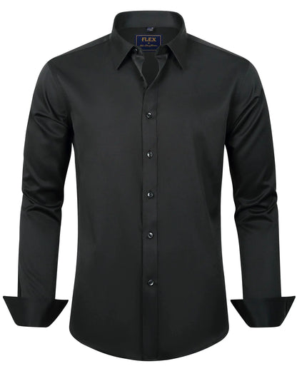 J.VER Boy's Long Sleeve Dress Shirts Solid Stretch Wrinkle-Free Shirt Kids Casual Button Down Shirts Navy Blue 6 Years - # BOAA12510006