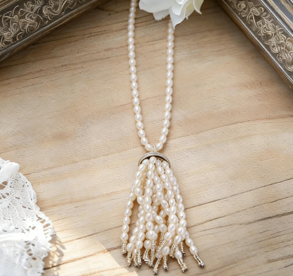 Light Luxury French Vintage Pearl Tassel Necklace