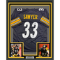 Framed Autographed/Signed Jack Sawyer 35x39 Pittsburgh Black Football Jersey Beckett BAS COA
