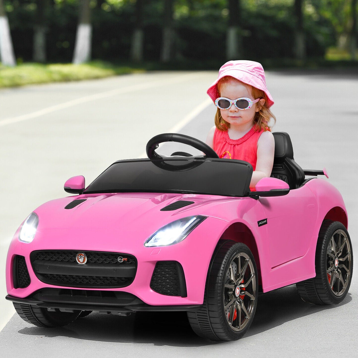 Jaguar F-Type SVR 12V Licensed Kids Ride On Car with Lights & Remote Control - Pink