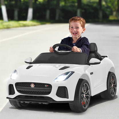 Jaguar F-Type SVR 12V Licensed Kids Ride On Car with Lights, Music, and Remote Control - White