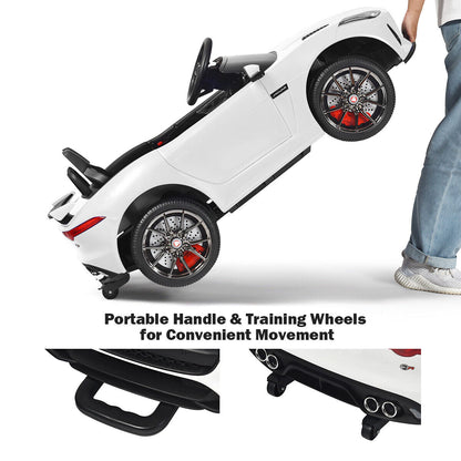 Jaguar F-Type SVR 12V Licensed Kids Ride On Car with Lights, Music, and Remote Control - White