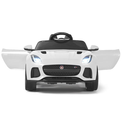 Jaguar F-Type SVR 12V Licensed Kids Ride On Car with Lights, Music, and Remote Control - White