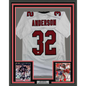 Framed Autographed/Signed Jamal Anderson 35x39 Atlanta White Football Jersey JSA COA