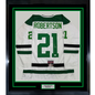 Framed Autographed/Signed Jason Robertson 35x39 Dallas White Hockey Jersey JSA COA