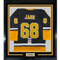 Framed Autographed/Signed Jaromir Jagr 35x39 Pittsburgh Black Hockey Jersey JSA COA