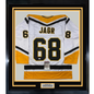 Framed Autographed/Signed Jaromir Jagr 35x39 Pittsburgh White Hockey Jersey JSA COA